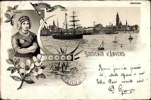 Litho Anvers Antwerpen Flandern, Panorama, Flamande