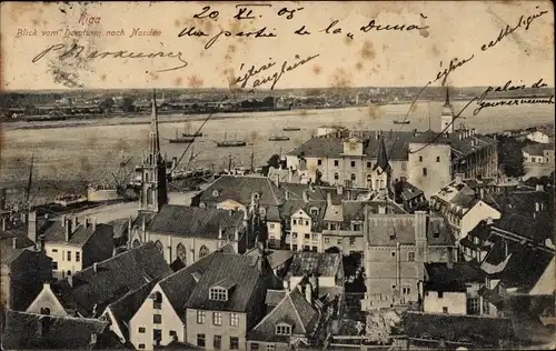 Ak Riga Lettland, Blick vom Domturm nach Norden