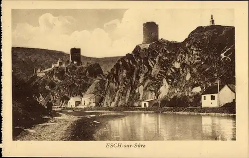 Ak Esch sur Sure Esch an der Sauer Luxemburg, Teilansicht