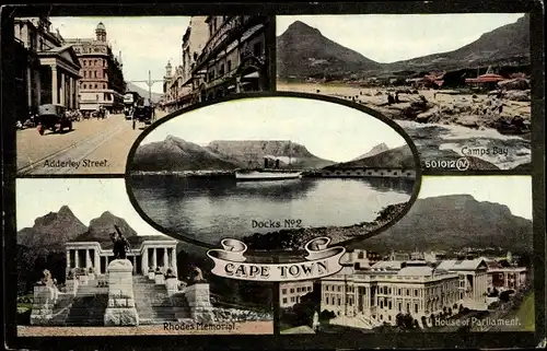 Ak Kapstadt Südafrika, Adderley Street, Camps Bay, House of Parliament, Rhodes Memorial, Docks