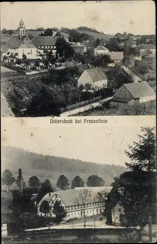 Ak Dittersbach Frauenstein im Erzgebirge, Blick aus der Vogelschau