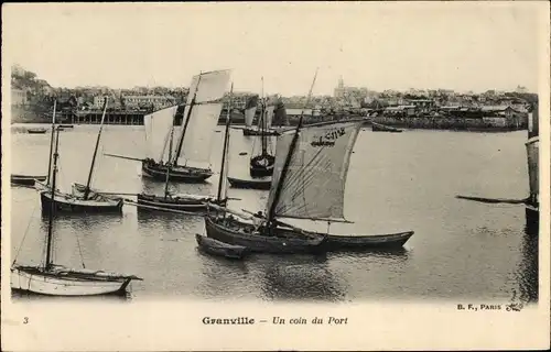 Ak Granville Manche, Un coin du Port