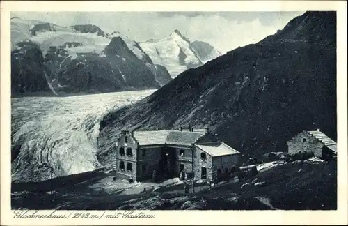 Ak Heiligenblut Kärnten, Glocknerhaus mit Pasterze, Gletscher