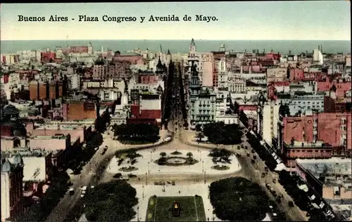 Ak Buenos Aires Argentinien, Plaza Congreso y Avenida de Mayo