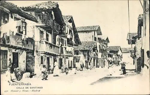 Ak Fuenterrabia Baskenland, Calle de Santiago, Häuser, Anwohner