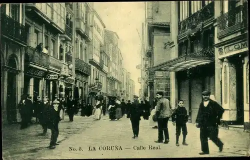 Ak La Coruña Galicien, Calle Real