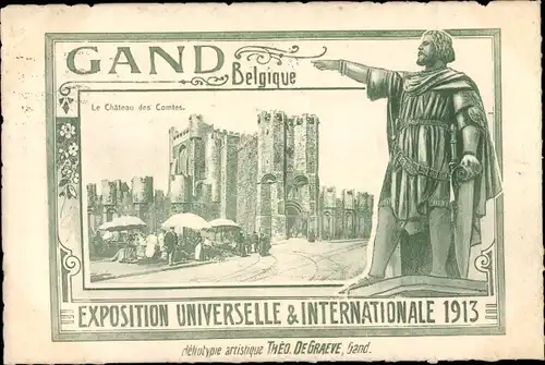 Ak Gand Gent Ostflandern, Exposition Universelle 1913, Le Chateau des Comtes