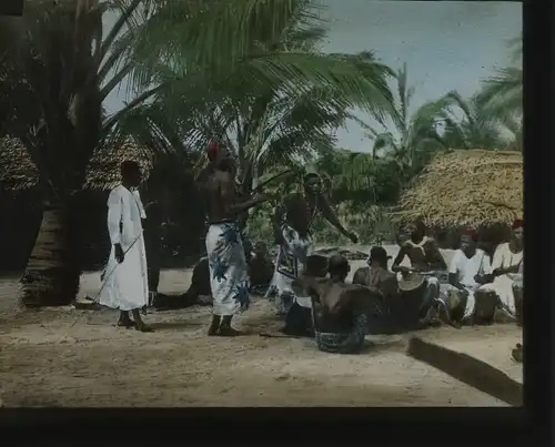 Glas Positiv Deutsch-Ost-Afrika um 1913, Ngoma, Tanz der Eingeborenen in Daressalam