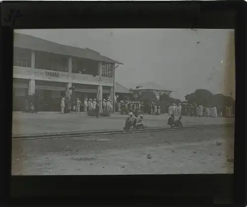Glas Positiv Deutsch-Ost-Afrika um 1913, Bahnhof, Tabora