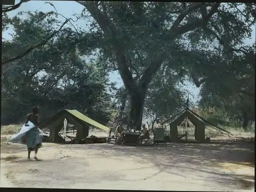 Glas Positiv Deutsch-Ost-Afrika um 1913, Zeltlager Nyukwa am Ruahafluss