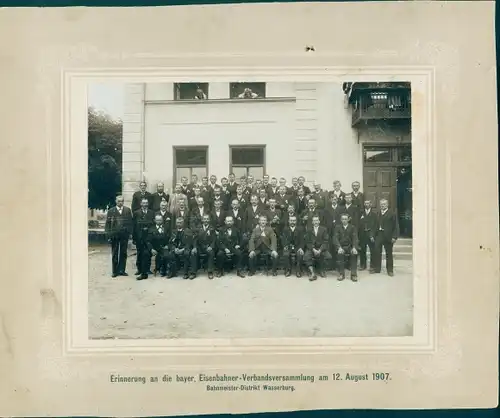 Foto Bayer. Eisenbahner Verbandsversammlung 12. August 1907, Bahnmeister Distrikt Wasserburg