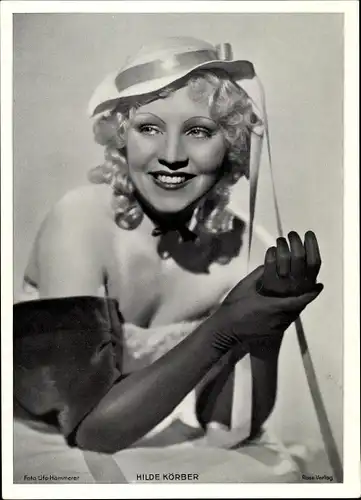 Foto Schauspielerin Hilde Körber, Portrait, Hut, Handschuhe