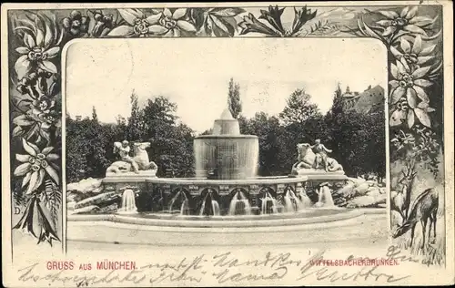 Passepartout Ak München, Wittelsbacherbrunnen