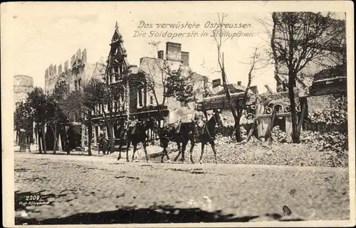 Ak Nesterow Stallupönen Ostpreußen, Das verwüstete Ostpreußen, Goldaperstraße, Kriegszerstörungen