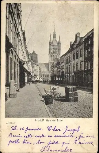 Ak Ypres Ypern Westflandern, Rue de Lille