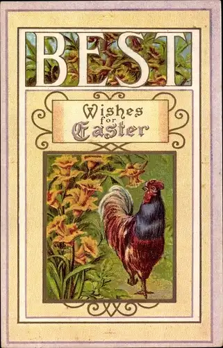 Ak Glückwunsch Ostern, Hahn und Narzissen