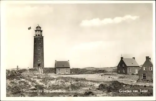 Ak De Cocksdorp Texel Nordholland Niederlande, Leuchtturm, Häuser