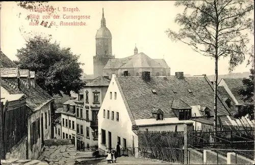 Ak Annaberg Buchholz Erzgebirge, Blick von der Turnergasse nach der St. Annenkirche