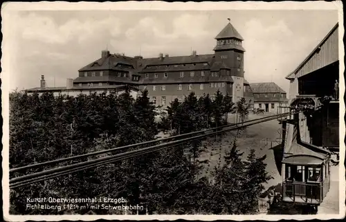 Ak Oberwiesenthal im Erzgebirge, Fichtelberg mit Schwebebahn