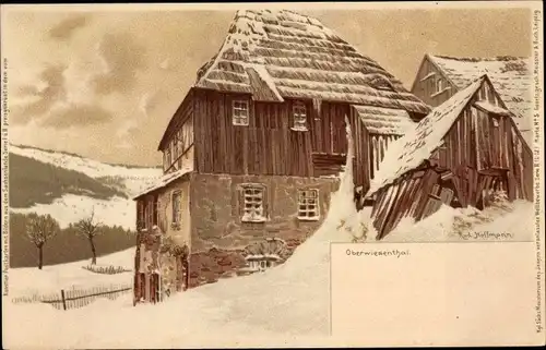 Künstler Ak Hoffmann, R., Oberwiesenthal im Erzgebirge, Dorfidylle, Winter, Meissner & Buch Serie II
