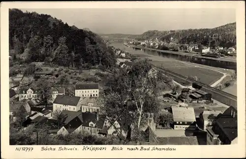 Ak Krippen Bad Schandau Sächsische Schweiz, Blick nach Bad Schandau