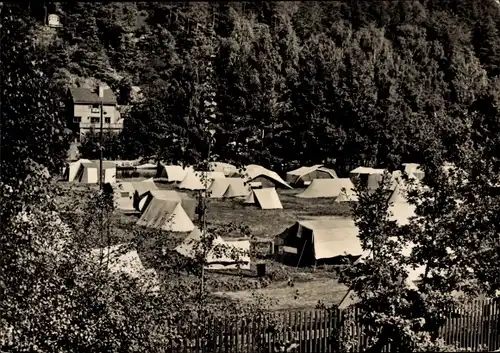 Ak Kriebstein Sachsen, Talsperre, Zeltplatz am Auenblick