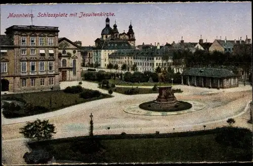 Ak Mannheim Rhein Neckar, Schlossplatz, Jesuitenkirche