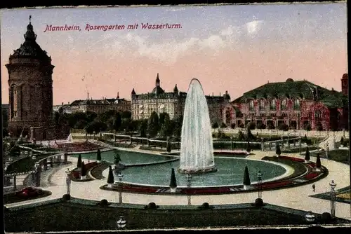 Ak Mannheim Rhein Neckar, Rosengarten mit Wasserturm