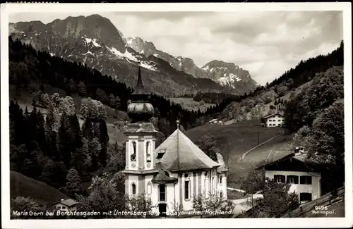Ak Maria Gern Berchtesgaden in Oberbayern, Kirche, Untersberg