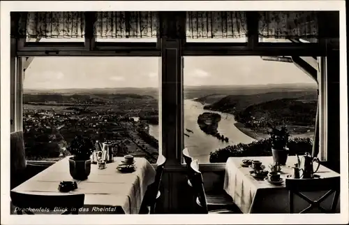 Ak Königswinter am Rhein, Drachenfels, Restaurant auf dem Drachfels, Blick auf das Rheintal