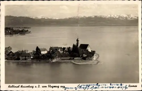 Ak Wasserburg am Bodensee Schwaben, Luftaufnahme