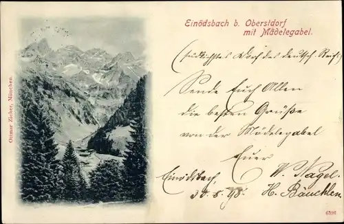 Ak Oberstdorf im Oberallgäu Schwaben, Einödsbach mit Mädelegabel