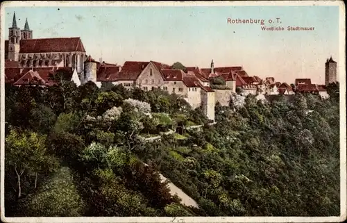 Ak Rothenburg ob der Tauber Mittelfranken, Westliche Stadtmauer