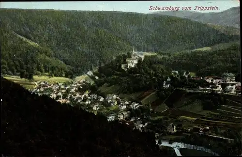 Ak Schwarzburg in Thüringen, Blick vom Trippstein