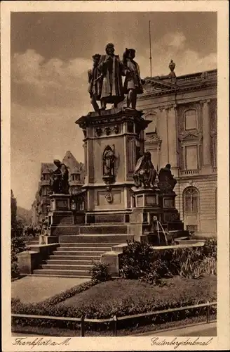 Ak Frankfurt am Main, Gutenberg Denkmal