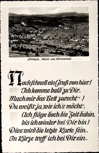 Ak Lörrach in Baden, Wiesental, Gedicht