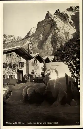 Ak Mittenwald in Oberbayern, Im Gries, Karwendel