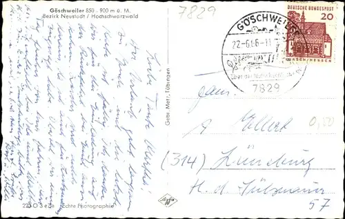 Ak Göschweiler Löffingen im Schwarzwald, Gesamtansicht