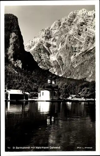 Ak Sankt Bartholomä Schönau am Königssee, Watzmann Ostwand, Kirche
