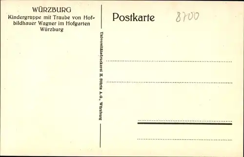 Künstler Ak Huber, Würzburg am Main Unterfranken, Kindergruppe mit Traube, Hofgarten Würzburg