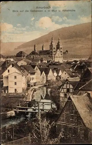 Ak Amorbach im Odenwald Unterfranken, Gerbereien, Abteikirche