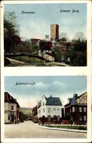 Ak Kreiensen Einbeck, Greener Burg, Turm, Bahnhofstraße
