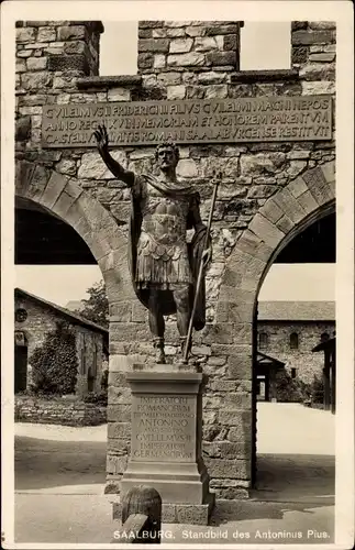 Ak Bad Homburg v.d.H., Kastell Saalburg, Standbild des Antonius Pius