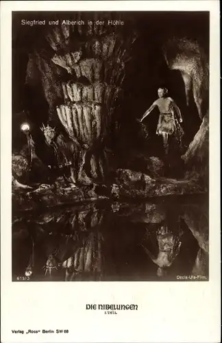 Ak Die Nibelungen, Filmszene, Siegfried und Alberich in der Höhle, Ross 675/3