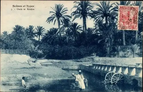 Ak Scenes et Types, Oasis et Riviere, Maghreb
