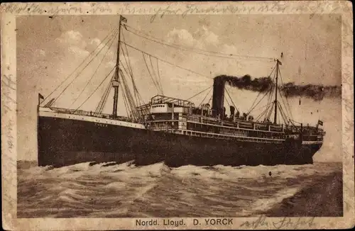 Ak Dampfer Yorck, Norddeutscher Lloyd Bremen NDL