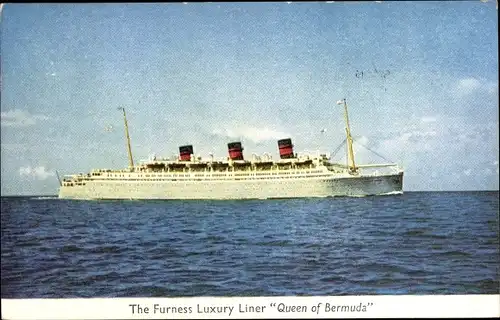 Ak The Furness Luxury Liner Queen of Bermuda, Dampfer, Dampfschiff