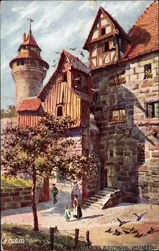 Künstler Ak Flower, Charles, Nürnberg in Mittelfranken Bayern, Burgeingang, Vestnertor