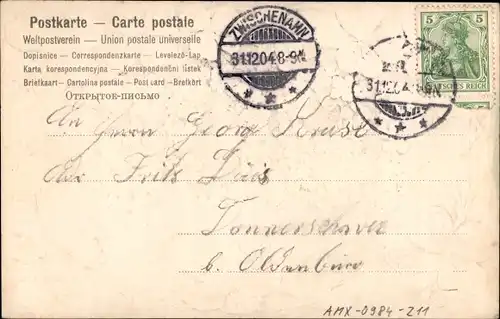 Präge Litho Glückwunsch Neujahr 1905, Glücksklee, Blumen