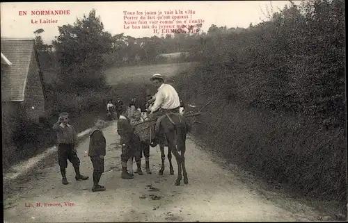 Ak En Normandie, le Laitier, Milchmann auf einem Pferd